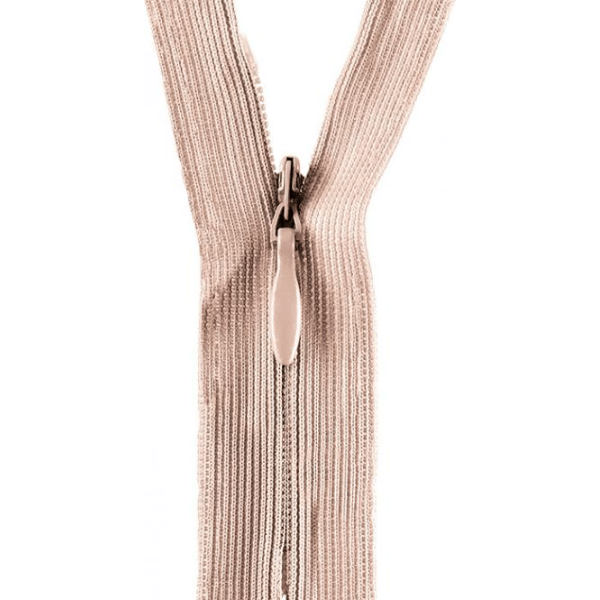 Tropfen Nahtverdeckter Reißverschluss - nicht teilbar - 20 cm - hellbeige